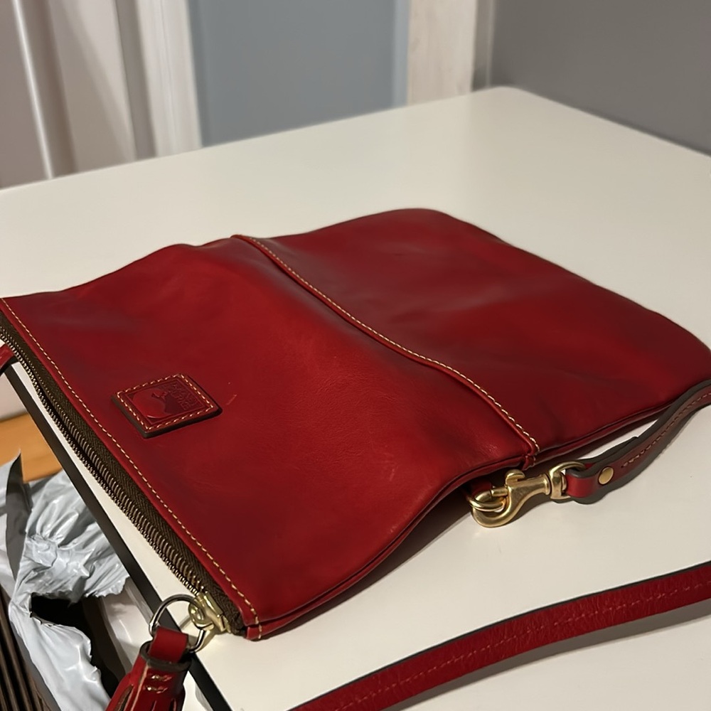 Dooney & Bourke Red Leather Fold-Over Crossbody - Picture 3 of 3